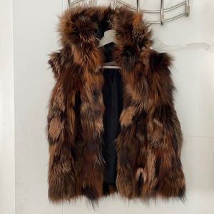 Giorgio brown real fur vest with hood